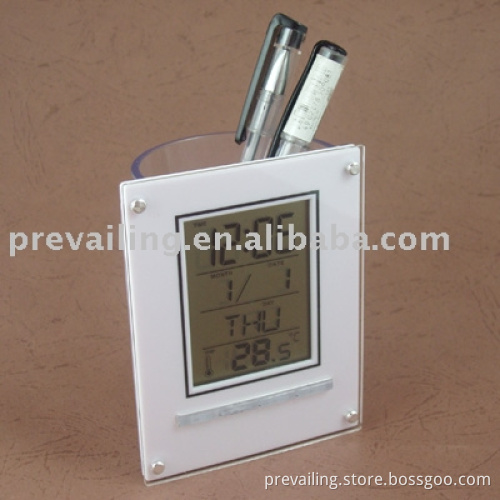 Penholder with LCD alarm clock